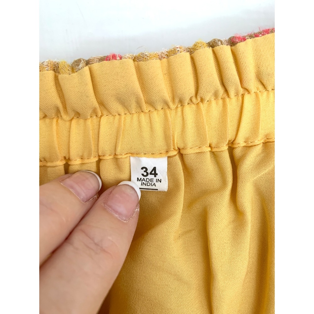 DEBYANI Luxury Indian Lehenga Skirt Mustard Yellow Chanderi Silk Size 32 S M - Picture 10 of 16
